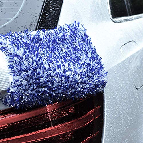 Emoly New Car Wash Mitt, 2 Pack Premium Soft Cyclone Microfiber Washing Gloves, Holds Tons of Sudsy Water for Effective Washing, Machine Washable, Lint Free, Scratch Free - Blue