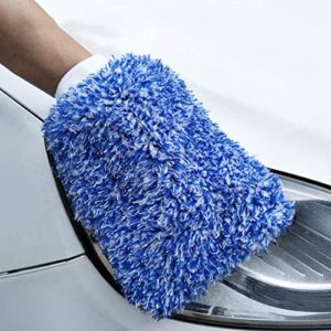 Emoly New Car Wash Mitt, 2 Pack Premium Soft Cyclone Microfiber Washing Gloves, Holds Tons of Sudsy Water for Effective Washing, Machine Washable, Lint Free, Scratch Free - Blue