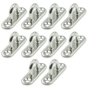 hxchen 10pcs m5 eye plate, marine oval buckle fixed plate seat rope pull ring oval door buckle 304 stainless steel 1.8 inch length