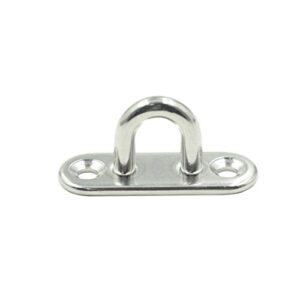 Hxchen 10Pcs M5 Eye Plate, Marine Oval Buckle Fixed Plate Seat Rope Pull Ring Oval Door Buckle 304 Stainless Steel 1.8 Inch Length