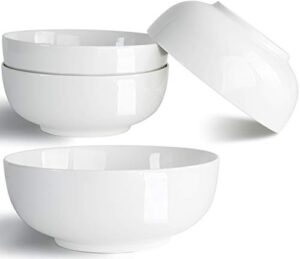 40 ounces soup bowls, salad bowls, cereal bowls, pasta bowls, pho bowls, durable porcelain off white bowls set of 4, 7 inch