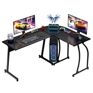 zenstyle l-shape corner computer desk home office pc laptop table multipurpose gaming workstation with solid steel frame/waterproof desktop