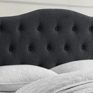 Rosevera Gabriel Adjustable Headboard Bed with Linen Upholstery for Bedroom, Queen, Dark Gray