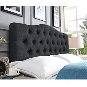 Rosevera Gabriel Adjustable Headboard Bed with Linen Upholstery for Bedroom, Queen, Dark Gray