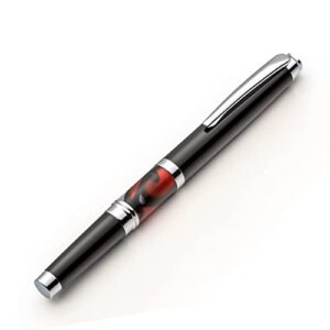 zenzoi black fountain pen fine nib - beautiful luxury pen for men or women with german schmidt nib, converter, 2 ink refills (blue & black) & pen gift box. nice, executive pens for smooth writing