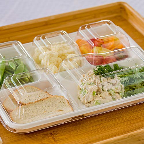 Restaurantware LIDS ONLY: Pulp Tek Lids For 5 Compartment Food Trays, 100 Dome Lids For Bagasse Lunch Trays - Food Trays Sold Separately, Airtight, Clear Plastic Lids For Disposable Cafeteria Trays