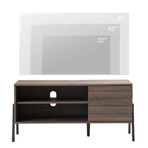 FITUEYES Mid-Century Modern TV Stand for TVs up to 55 Inch, Retro Media Console Table Entertainment Center with Cubby & Storage Cabinet, Television Stands for Living Room Bedroom, Espresso, 43 Inch