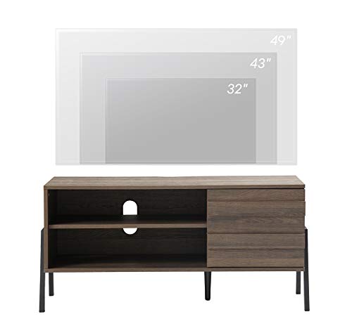 FITUEYES Mid-Century Modern TV Stand for TVs up to 55 Inch, Retro Media Console Table Entertainment Center with Cubby & Storage Cabinet, Television Stands for Living Room Bedroom, Espresso, 43 Inch
