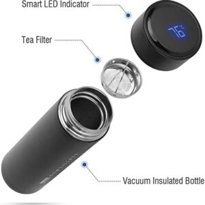 Smart Vacuum Flask Stainless Steel Water Bottle 15oz Thermos with LCD Touch Screen tempreture Display with Double Wall Vacuum Insulated Sweatproof Sport Design, Coffee Thermal Carafe