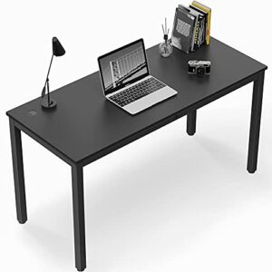 eureka ergonomic 55 inch large black home office computer desk, simple modern long sturdy work study writing pc gaming table, for adults teens kids bedroom kitchen dinning room with metal frame
