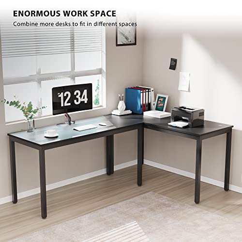 EUREKA ERGONOMIC 55 Inch Large Black Home Office Computer Desk, Simple Modern Long Sturdy Work Study Writing PC Gaming Table, for Adults Teens Kids Bedroom Kitchen Dinning Room with Metal Frame
