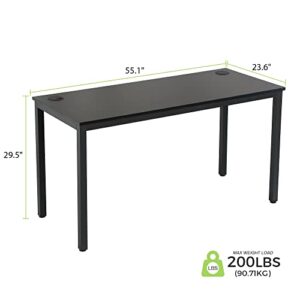 EUREKA ERGONOMIC 55 Inch Large Black Home Office Computer Desk, Simple Modern Long Sturdy Work Study Writing PC Gaming Table, for Adults Teens Kids Bedroom Kitchen Dinning Room with Metal Frame