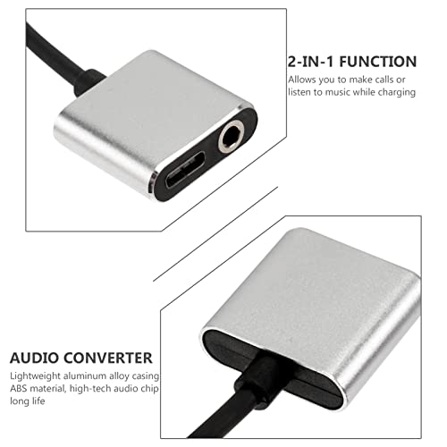 UKCOCO USB-C to 3.5mm Headphone Jack Adapter - Type-C to 3.5mm Audio Adapter, for Stereo, Earphones, Headset, Headphones - Silver