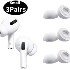 BLLQ Small Size Ear Tips Earbuds Covers Ear Caps Eartips Earpads Compatible with Apple AirPods Pro, Silicone Tips, Fit in Case, 3 Pairs White S