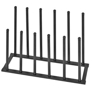 MyGift Modern Black Metal Boot Rack for Tall Boots Storage, Free Standing Entryway Walk-in-Closet Boot Organizer with 12 Long Posts, Holds 6 Pair