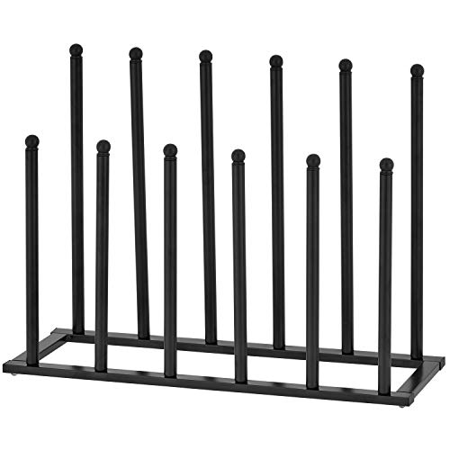 MyGift Modern Black Metal Boot Rack for Tall Boots Storage, Free Standing Entryway Walk-in-Closet Boot Organizer with 12 Long Posts, Holds 6 Pair