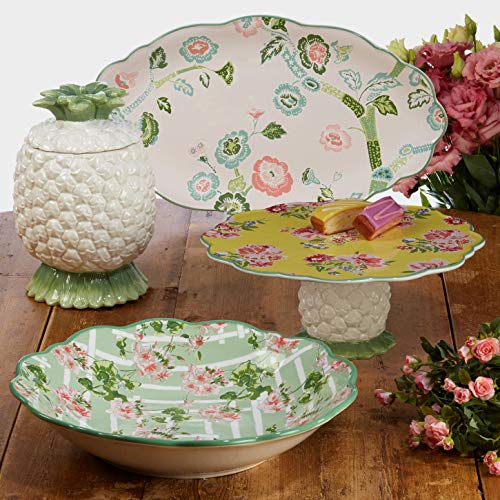 Certified International English Garden Cake Stand, 12" Diameter x 4.75" High, Multicolored