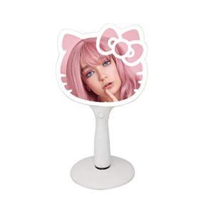 impressions vanity hello kitty led handheld mirror, makeup vanity mirror with standing base and adjustable brightness