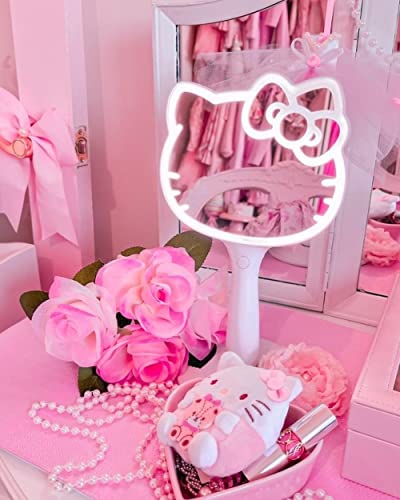 Impressions Vanity Hello Kitty LED Handheld Mirror, Makeup Vanity Mirror with Standing Base and Adjustable Brightness