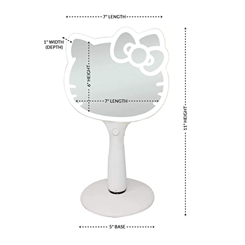 Impressions Vanity Hello Kitty LED Handheld Mirror, Makeup Vanity Mirror with Standing Base and Adjustable Brightness