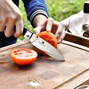 ZhengSheng 4.5" Folding Utility Knife 440A Stainless Steel Blade Natural Olive Handle Pocket Foldable Fruit knife peeling knife for Outdoor Camping Activities