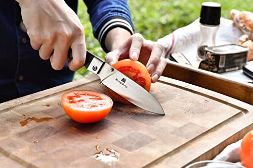 ZhengSheng 4.5" Folding Utility Knife 440A Stainless Steel Blade Natural Olive Handle Pocket Foldable Fruit knife peeling knife for Outdoor Camping Activities