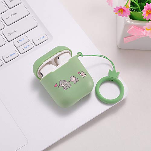 LuGeKe Compatible with Airpods 1&2 Soft Silicone Animals Case,Luxury Funny Cool Stylish Elephant Designer Cute Cover for Girls Boys Kids Teens Men Air pods (Support Wireless Charge,Elephant Flag)