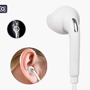 Aux Headphones/Earphones/Earbuds, (2 Pack) 3.5mm Aux Wired in-Ear Headphones with Mic and Remote Control Compatible with Galaxy S9 S8 S7 S6 S5 Edge + Note 5 6 7 8 9 and More Android Devices-White