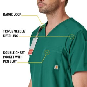 Carhartt mens Men's Slim Fit V-neck Top Medical Scrubs Shirt, Hunter Green, Medium US