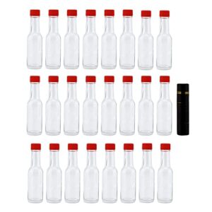 cornucopia 3-ounce mini hot sauce bottles (24-pack); little sauce bottles w/red caps, dripper inserts, and black shrink bands