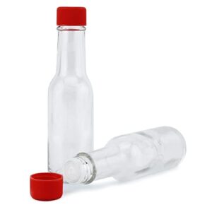 Cornucopia 3-Ounce Mini Hot Sauce Bottles (24-Pack); Little Sauce Bottles w/Red Caps, Dripper Inserts, and Black Shrink Bands