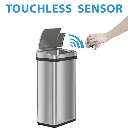 iTouchless 4 Gallon Sensor Trash Can with AbsorbX Odor Filter and Air Freshener, Pearl White Waste Bin for Bathroom, Bedroom and Office