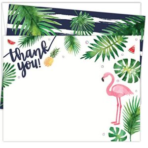 koko paper co pink flamingo thank you cards | 25 flat note cards and envelopes | printed on heavy card stock.