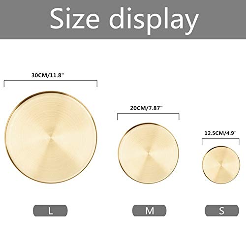 NEWCOMDIGI Gold Tray Decorative, Gold Serving Tray, Brass Tray, Decorative Tray for Jewelry, Makeup, Candle, Toiletry, Kitchen Tableware, Bar, Cafe(Gold(7.9inch))
