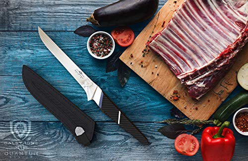 Dalstrong Boning Knife - 6 inch - Quantum 1 Series - Ultra-Sharp - American Forged BD1N-VX Hyper Steel - Carbon Fibre G10 Hybrid Handle - Premium Kitchen Knife - Leather Sheath