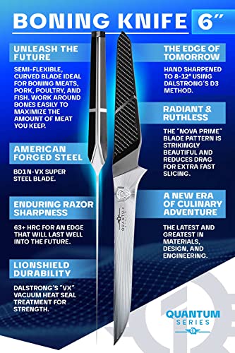 Dalstrong Boning Knife - 6 inch - Quantum 1 Series - Ultra-Sharp - American Forged BD1N-VX Hyper Steel - Carbon Fibre G10 Hybrid Handle - Premium Kitchen Knife - Leather Sheath