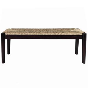 collective design indoor/outdoor seagrass, black finish frame bench