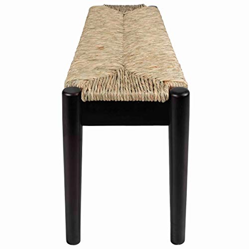 Collective Design Indoor/Outdoor Seagrass, Black Finish Frame Bench