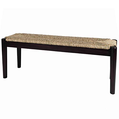 Collective Design Indoor/Outdoor Seagrass, Black Finish Frame Bench