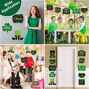 St. Patrick's Day Decoration Hanging Welcome Sign Banner 10 Pieces Leprechaun Hat Shamrock Sign for Saint Paddy's Hanging Decor