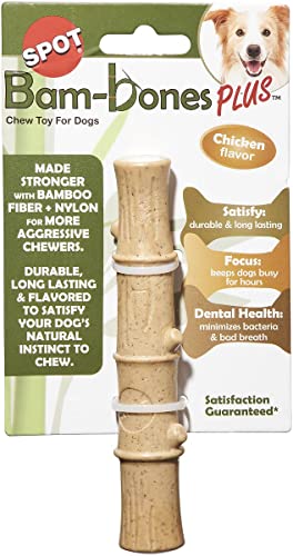SPOT by Ethical Products- Bambone Plus Bamboo Stick – Dog Chew Toy for Aggressive Chewers – Great Dog Chew Toy for Puppies Puppy Teething Toy- Non Splintering Alternative to Real Wood- 5.25' Medium