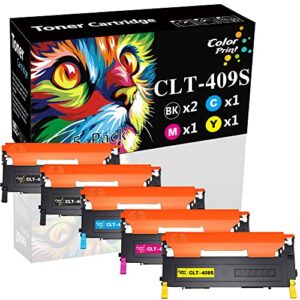 colorprint compatible clp315 toner cartridge replacement for samsung 409s clt-409s clt409s work with clp-315 clp-310 clp-310n clp-315w clx-3170 clx 3175fn 3175fw 3175n printer (5-pack, 2bk,1c,1m,1y)