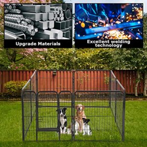 Dog Playpen 8 Panels 40 Inches Dog Pen Extra Large Indoor Outdoor Back or Front Yard Fence Cage Fencing Doggie Rabbit Cats Outside Fences with Door Dog Fence Playpen Heavy Duty Exercise Pen Dog Crate