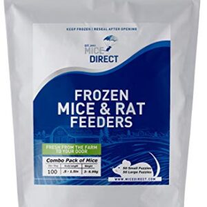 MiceDirect Frozen Mice Combo Pack of 100 Small Fuzzie & Fuzzie Feeder Mice – 50 Small Fuzzies & 50 Fuzzies - Food for Corn Snakes, Ball Pythons, & Pet Reptiles - Snake Feed Supplies