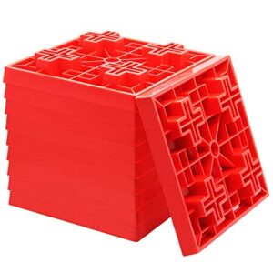 yosager 10 pack heavy duty leveling blocks, ideal for leveling single and dual wheels, camper levelers, tongue jacks, hydraulic jacks, stabilizer jacks, red