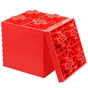 yosager 10 Pack Heavy Duty Leveling Blocks, Ideal for Leveling Single and Dual Wheels, Camper Levelers, Tongue Jacks, Hydraulic Jacks, Stabilizer Jacks, Red