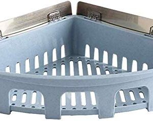 SLINGDA Bathroom Corner Shelves Bath Shower Caddy Corner Storage Holder Shelf Wall Shower Basket Hanging for Shower Kitchen (Color : Blue)