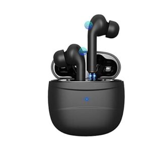 wireless earbuds bluetooth 5.0 headphones touch control in-ear wireless earphones with charging case microphone noise cancelling deep bass waterproof headset for android ios iphone samsung black