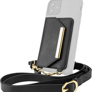 Smartish Stick-on Crossbody Wallet - Dancing Queen Side Piece [Purse/Clutch with Detachable Strap & Card Holder] – Fit for iPhone & Android Phones - Stiletto Black-Gold