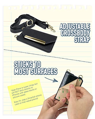 Smartish Stick-on Crossbody Wallet - Dancing Queen Side Piece [Purse/Clutch with Detachable Strap & Card Holder] – Fit for iPhone & Android Phones - Stiletto Black-Gold